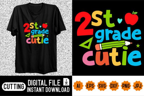 2st Grade Cutie Shirt Design Graphics for T-Shirt Marketing