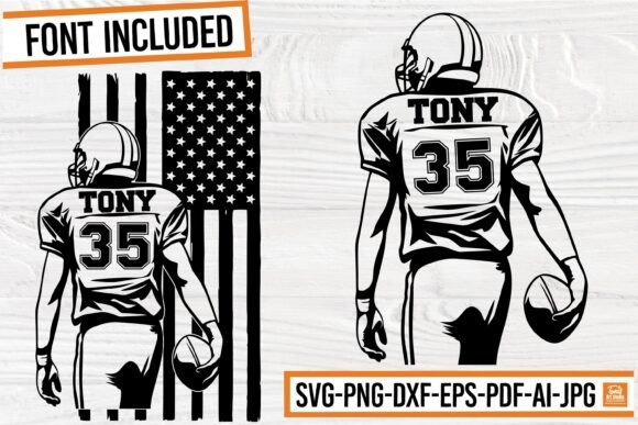 Football Player Back Silhouette for Graphics and Crafts