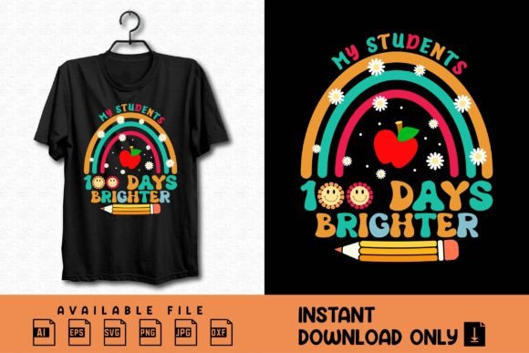 My Students 100 Days Brighter T Shirt: A Graphic Design Asset for Modern Branding